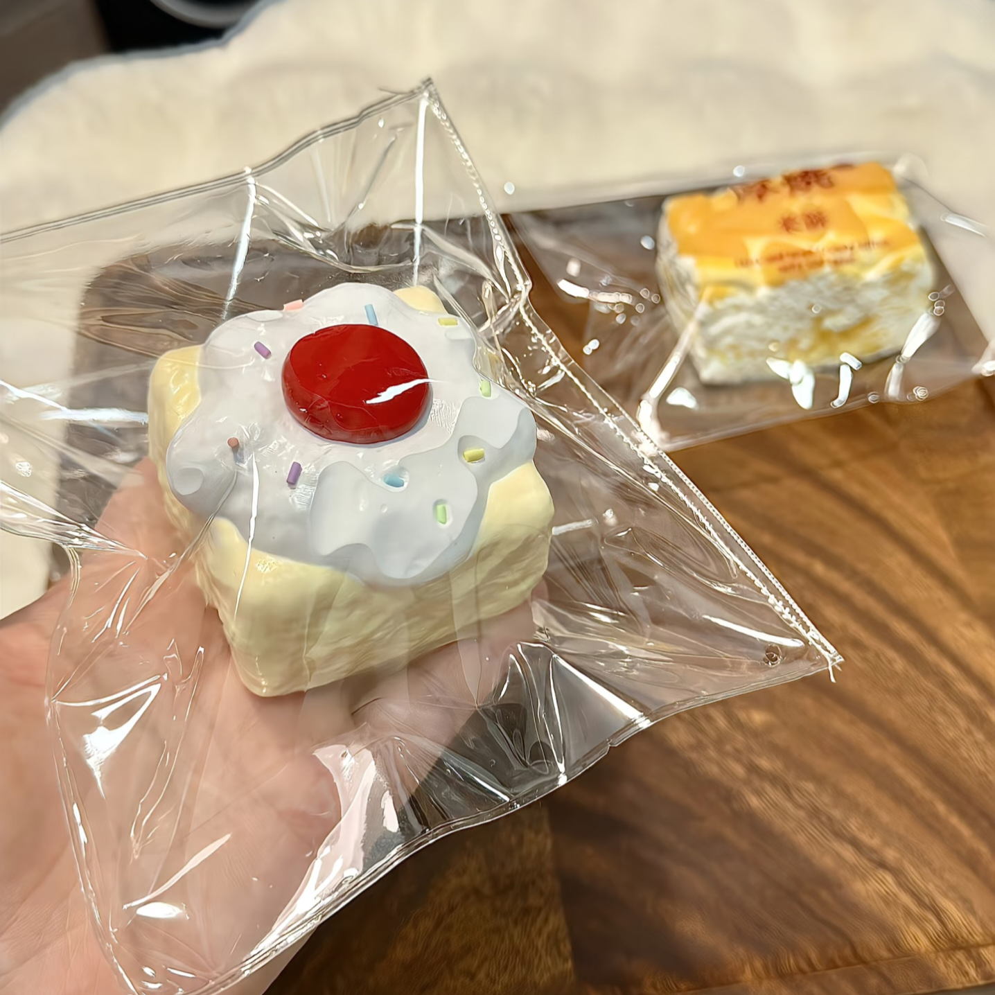 Cherry Cream Slice Taba Squishy